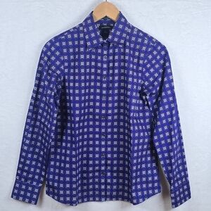 Lands' End No Iron Supima Cotton Womens Buttom Down Shirt Purple Shapphire Sz 2